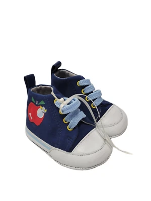 Nuevo sin etiquetas Nuevo Fendi Azul Marino y Blanco Puntera con Cordones Zapatos de Bebé con Apple Talla I Foto 1 de 3