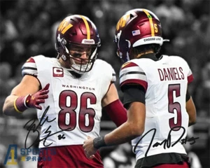 Jayden Daniels Zach Ertz Washington Commanders Signed Photo Autograph Print - Picture 1 of 6