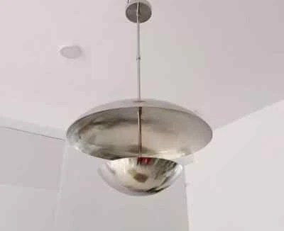 Lámpara domo colgante disco acabado cromo Stilnovo accesorio de techo montaje semi empotrado Foto 1 de 4