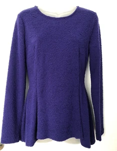 Armani Exchange XS Stretch Textured Peplum Warm Holiday Top Size S Blue Purple - Picture 1 of 13