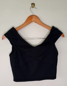 JORGE Designer Label Womens Black Singlet Tank Stretch Short Crop Top Size 8 - Picture 1 of 8