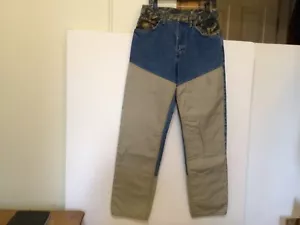 Vtg Diamond Cut Men 32x34 Blue Brush Guard Camo Waist Jeans VERY NICE!! #CB35-9 - Picture 1 of 8