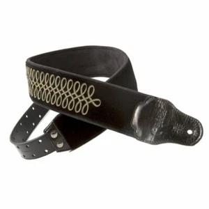 RightOn! Correa de Guitarra Acolchada Jazz, SGT Peppers Cuero Negro 6cm Ancho, Derecha - Imagen 1 de 6