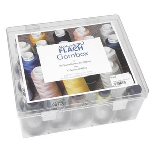 Nähwelt Flach Acryl-Garnbox (gefüllt mit 10 Konen Bauschgarn QA-Thread je 1500 m - Bild 1 von 3