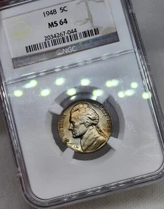 1948 P Jefferson Nickel NGC MS64 Toned - Picture 1 of 7