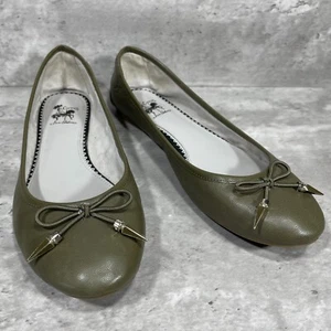 Circus by Sam Edelman Green Leather Slip On Flats Bow Accent Women's Size 8.5 M - Picture 1 of 14