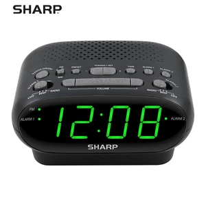 AM/FM Clock Radio, Wake to Alarm or Radio, Dual Alarms, LED Green Display - Picture 1 of 12