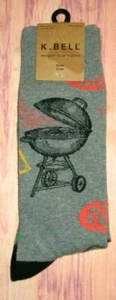 MENS K.BELL GRILL BBQ GRAY SOCKS ONE SIZE (SHOE SIZE 6.5 -12) - Picture 1 of 1