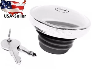Chrome Gas Cap Screw In Vented Harley Davidson Softail Sportster Lock Locking HD - Picture 1 of 6