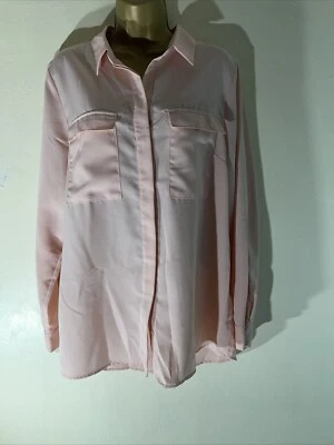 Womens Next Uk 16 Pink Long Roll Tab Sleeve Smart Casual Shirt Blouse Top - Image 1 of 4