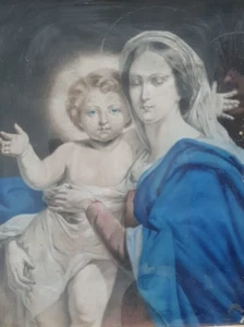 Antique Oil Painting Original 19th century Maria, Christ, Jesus, Religious Bible - Picture 1 of 8