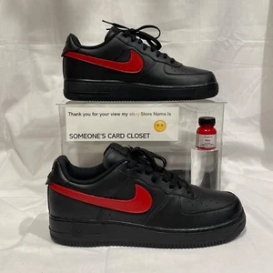 Nike Air Force 1 Low Black (Red Custom Painted Swoosh) SC-#64B - Picture 1 of 7
