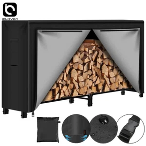 8ft Firewood Log Rack Cover Waterproof Wood Storage Holder Heavy Duty Outdoor - Picture 1 of 10