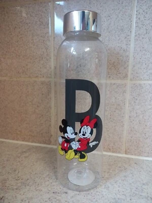 Botella de agua reutilizable Disney Mickey & Minnie Mouse de plástico transparente inicial B Foto 1 de 4