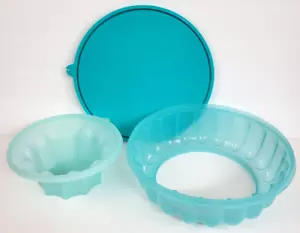 Tupperware Nuovo Jel-Ring Stampo Gelatina Blu Tropicale Gelatina Dessert Stampo Set 3pz - Foto 1 di 5