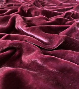 Plum Mulberry Silk Velvet Fabric by the Yard, 1/2 Yard, 1/4 Yard, 45" Wide - Picture 1 of 3