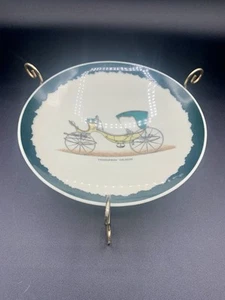 Vintage Glass Ashtray With Metal Stand Vintage Car Piccolomini Caleche - Picture 1 of 5