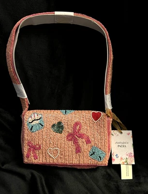 New Release Handcrafted In India Beaded Love Letter Beaded Bag Viral TikTok New - Image 1 of 4