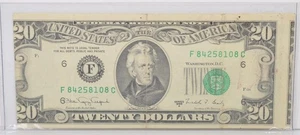 1988 A $20 Federal Reserve Note ERROR Faulty Alignment Very Fine Condition - Picture 1 of 2