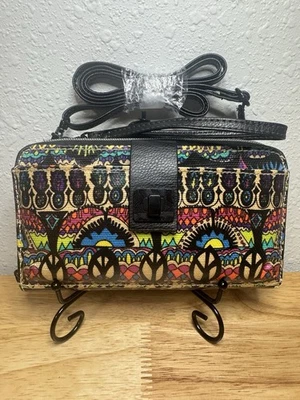 SAK Sakroots Grande Smartphone Bandolera Cartera Arco Iris Wanderlust Negro Multi Foto 1 de 4