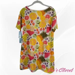Cat & Jack Multicolor Fruit Print Short Sleeve Girls Nightgown Size X L   14 - Picture 1 of 6