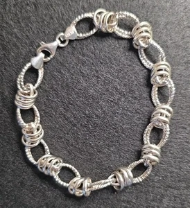 Gorgeous AK 925 Sterling Silver Turkish Knot Link Bracelet – 8" Stamped/Marked - Picture 1 of 7