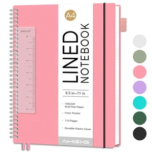 Lined Spiral Notebook 8.5" x 11", A4 Large Notebook Journal for Women Men, 11... - Picture 1 of 8
