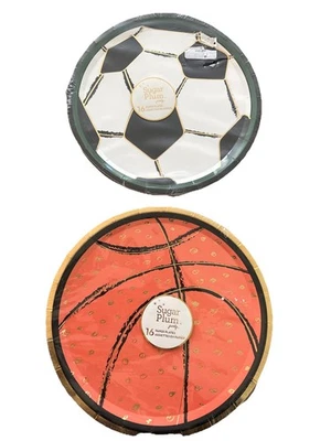 Platos de fiesta Sugar Cirlum 16ct 9,5" papel temático deportivo fútbol o baloncesto nuevo Foto 1 de 4
