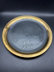 ANNIEGLASS Signed Roman Antique Crackled 24k Gold Rimmed 10.25”Dinner Plate Nice - Picture 1 of 8