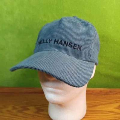 Helly Hansen Dad Hat Cap Unisex Leather StrapBack Blue Corduroy Outdoor Camping - Image 1 of 4