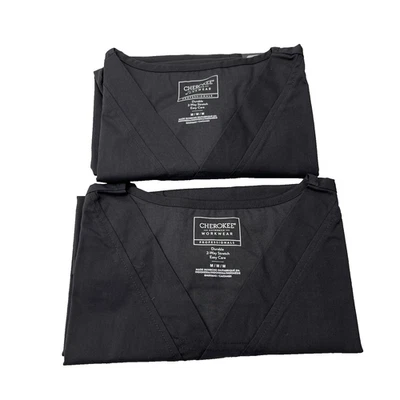 2 Scrub Tops Authentic Cherokee Workwear Scrubs Men size Medium Gray Stretch NEW - Image 1 of 4