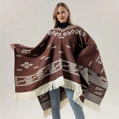 Handmade Clint Eastwood Western Cowboy Poncho Serape Replica Of Faux-alpaca Wool