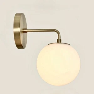 Gorgeous Modern GEMMA Brass Wall Sconce , Handmade Glass Globe Wall Light , Lamp - Picture 1 of 8