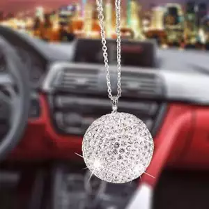 Car Pendant Bling Diamond Crystal Ball Hanging Mirror Auto Rear View Decoration - Picture 1 of 10