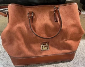 Dooney & Bourke Dome Satchel Orange /Brown Shoulder Crossbody - Picture 1 of 13