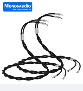 Par de cables de altavoz HiFi OCC enchapados en cobre plateado con enchufes de pala Y enchapados en rodio - Imagen 1 de 23
