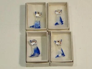 Corning Glass Center Set of 4 Miniature 1" Glass Cats - Picture 1 of 5