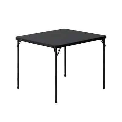 Mainstays 34inch Straight Top Folding Table, Card Table, Black - Image 1 of 4