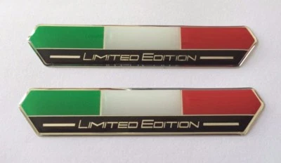 JAKEDESIGNS 2 x 85mm Italy Flag Limited Edition Stickers (Black) - HIGH GLOSS DOMED GEL