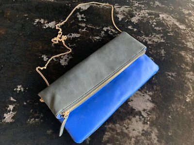WOMENS NEW LOOK BLACK/BLUE SHOULDER BAG WITH GOLD COLOURED CHAIN - Image 1 of 4