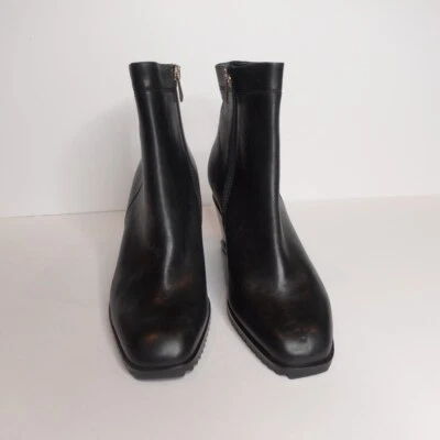 Donna Karan Botines de Cuña de Cuero Negro Talla 10 Negros Nuevos Foto 1 de 4