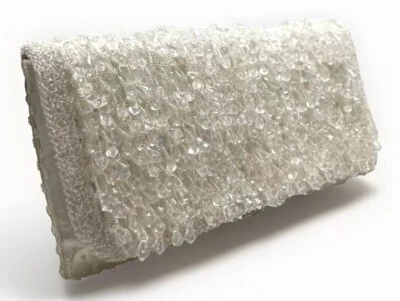 Cartera clutch de noche vintage con cuentas hecha en Hong Kong 10x5x1" Foto 1 de 4