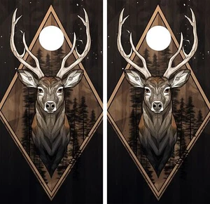 WATERPROOF & FADEPROOF Cornhole Board Wraps  /  Deer Portrait - Picture 1 of 3