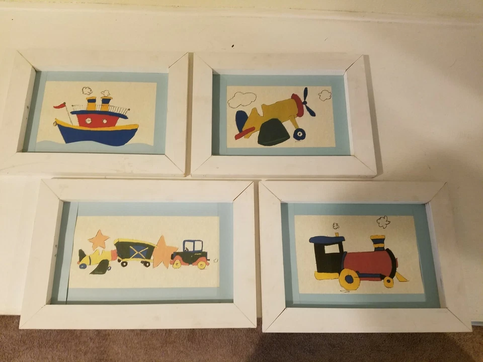  childrens bedroom wall art decorations. White wooden framed. Average size 10x13 - Image 1 of 1