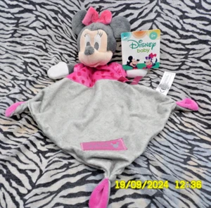 CQ/ DISNEY BABY  DOUDOU SOURIS MINNIE GRIS ROSE POIS LOSANGE 32CM 100% NEUF - Picture 1 of 4