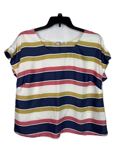 Blusa Boden Viscosa Mezcla Seda Manga Corta Rayas Mujer Talla US 12 Rosa Azul - Imagen 1 de 6