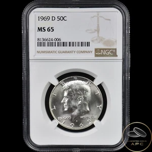 1969 D Kennedy Silver Half Dollar NGC MS 65 High Grade Beauty - Picture 1 of 2