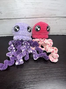 Crochet Jellyfish Pink And Purple With Felt Eyes Plush Chunky Soft Yarn - Picture 1 of 9