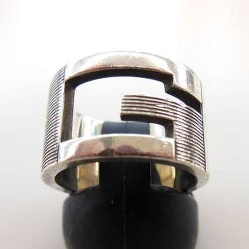 Anello GUCCI G logo fascia larga argento sterling 925 misura 12 US 6 con sacchetto