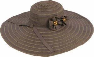 Karen Keith Sun Hat, Large Brim Ribbon Hat With Removeable Flowers RF31-6 LTC - Picture 1 of 6